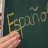 teaching blackboard with spanish