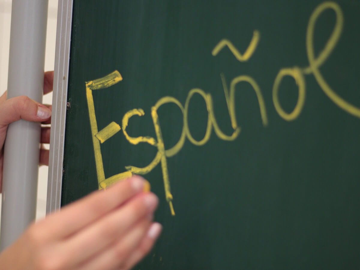 teaching blackboard with spanish