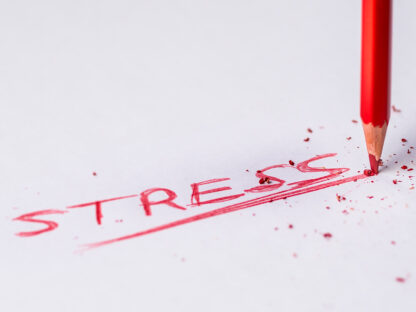 close up of the word stress