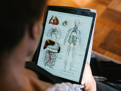 anatomy image on tablet