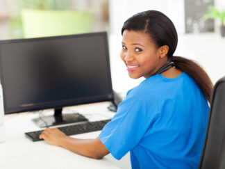 Medical Assistant on the Computer.