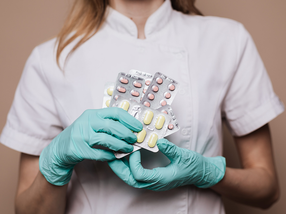Woman holding medicine
