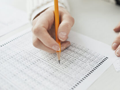 Photo of exam answer sheet